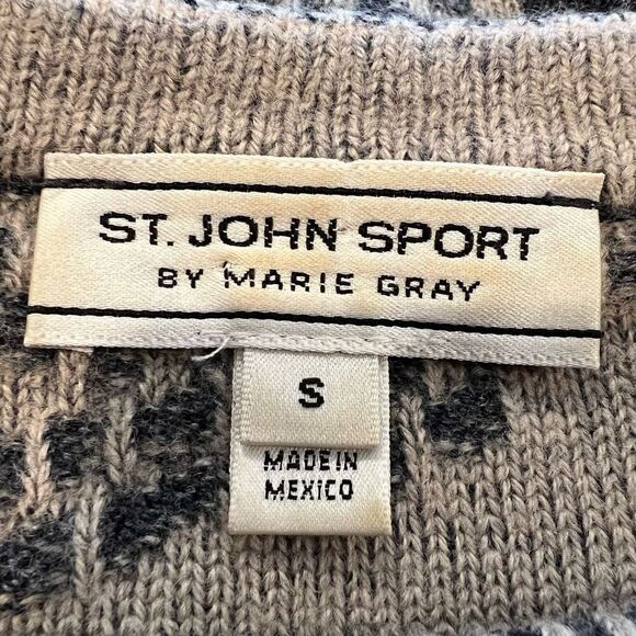 Vintage St. John Sport Printed Cropped Crewneck Sweater Size S - Picture 3 of 7